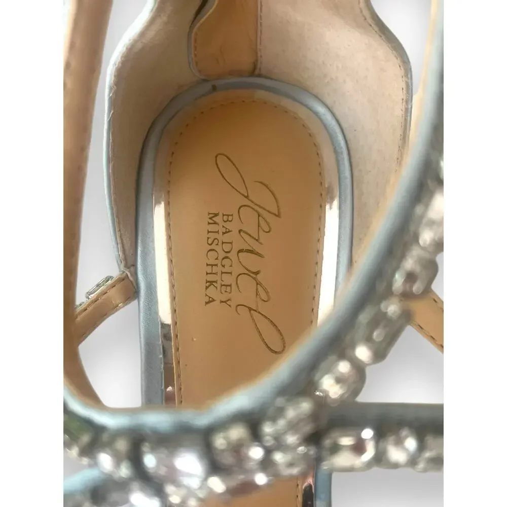 Jewel Badgley Mischka Women's Celine Heeled Sandal, Sky Blue | sz 9 *New w/ Flaw - Picture 8 of 16